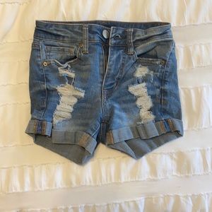 Ripped denim shorts